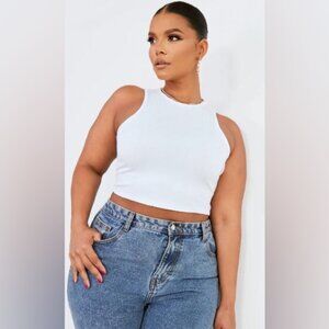 White Sleeveless Crop Top
